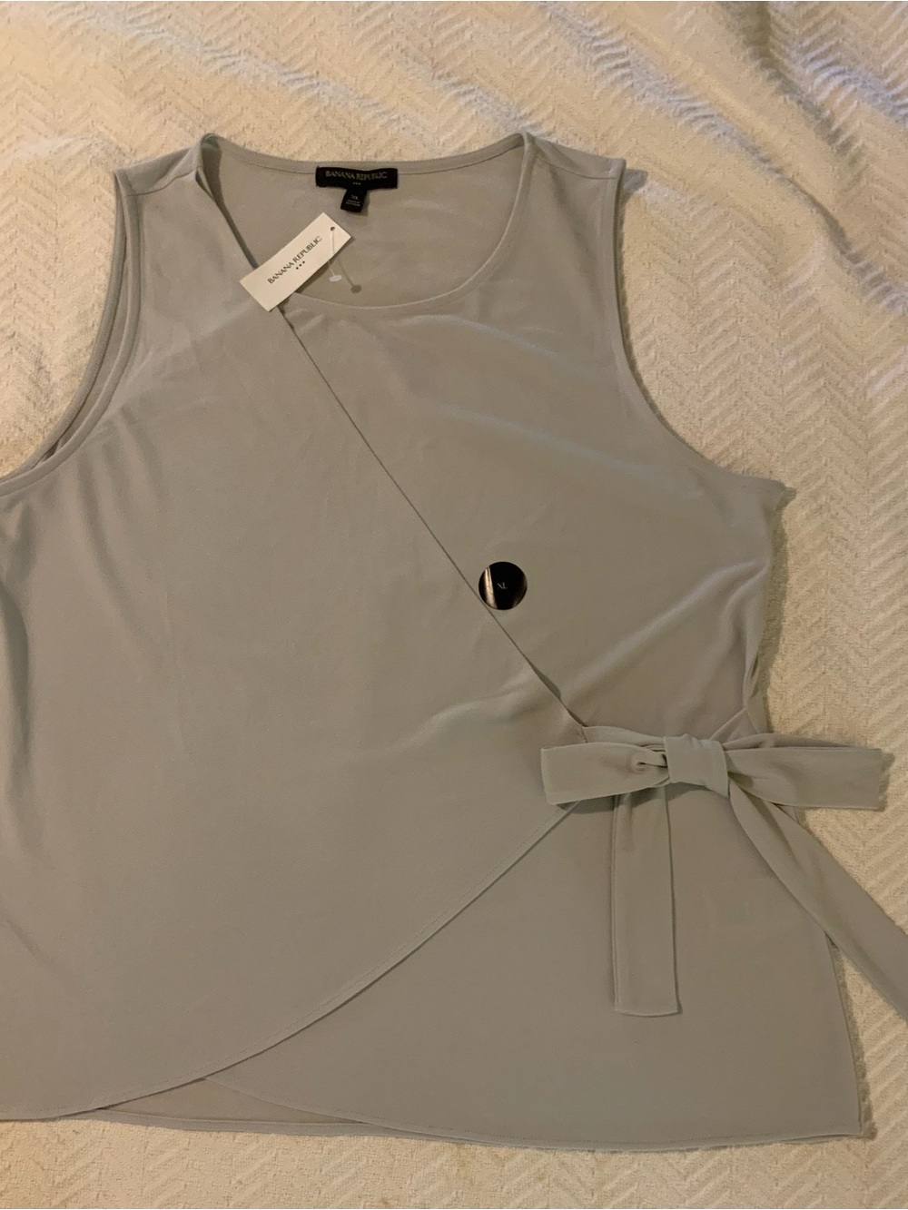 Banana Republic Light Gray Wrap-Front Sleeveless Tank